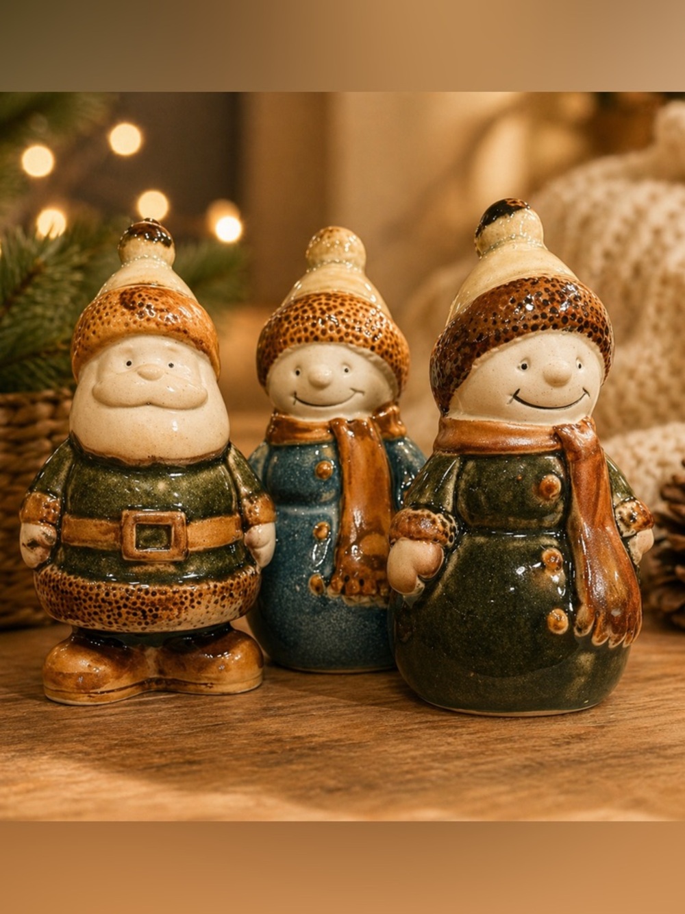 Christmas Santa Claus Snowmen Ceramic Figurine Home Decor